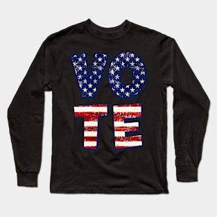 Vote Trump - Election Day Patriotic Rustic American Flag Long Sleeve T-Shirt